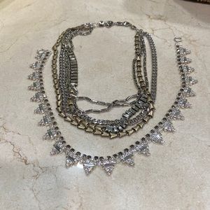 Stella & Dot | 5-in-1 Silver+Gold+Rhinestone MixedMetal Statement Necklace